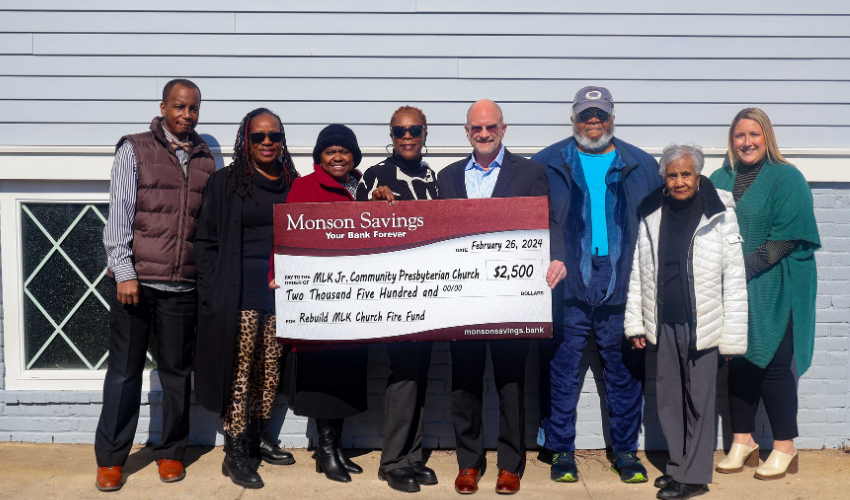 Monson Savings Bank Donates $2,500 to Martin Luther King, Jr. Community Presbyterian Church Fire Fund