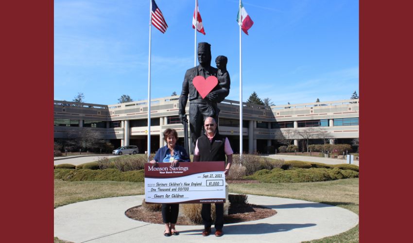 Monson Savings Bank Donates $1,000 to Shriners Children's New England Cheers for Children