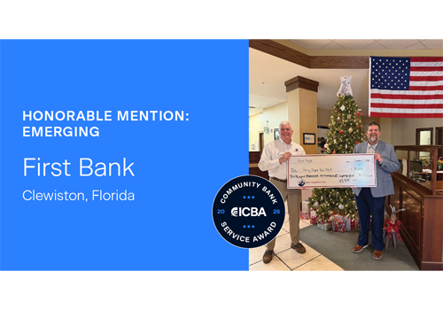 First Bank Named 2026 National Community Bank Service Awards Recipient Honorable Mention Profiled in Independent Banker