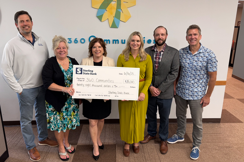 Sterling State Bank partners with Federal Home Loan Bank to award $28,000 grant to 360 Communities through Member Impact Fund Sterling State Bank partners with Federal Home Loan Bank to award $28,000 grant to 360 Communities through Member Impact Fund